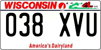 WI license plate 038XVU