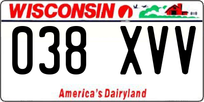 WI license plate 038XVV