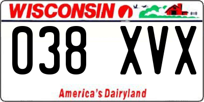 WI license plate 038XVX