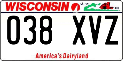 WI license plate 038XVZ