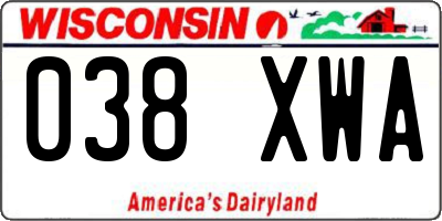 WI license plate 038XWA