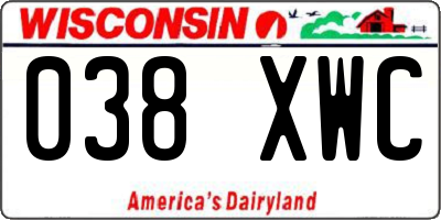 WI license plate 038XWC
