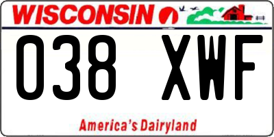 WI license plate 038XWF