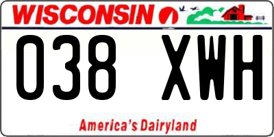 WI license plate 038XWH