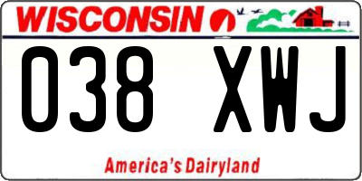 WI license plate 038XWJ