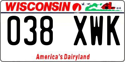 WI license plate 038XWK
