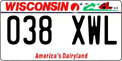 WI license plate 038XWL