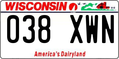 WI license plate 038XWN