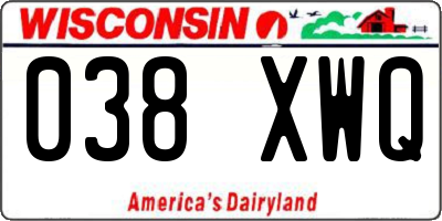 WI license plate 038XWQ