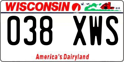 WI license plate 038XWS