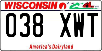 WI license plate 038XWT