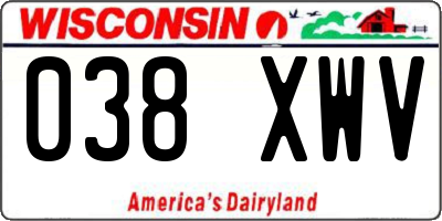 WI license plate 038XWV