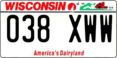 WI license plate 038XWW