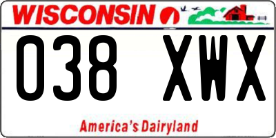 WI license plate 038XWX