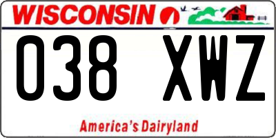 WI license plate 038XWZ