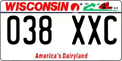 WI license plate 038XXC