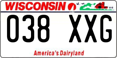 WI license plate 038XXG