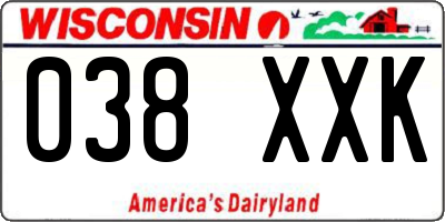 WI license plate 038XXK