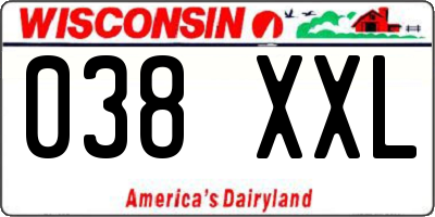 WI license plate 038XXL