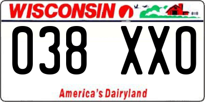 WI license plate 038XXO