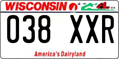 WI license plate 038XXR