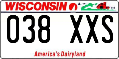 WI license plate 038XXS
