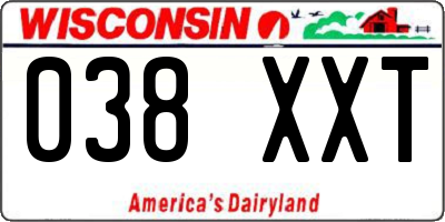 WI license plate 038XXT