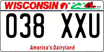 WI license plate 038XXU