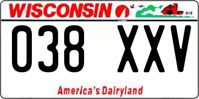 WI license plate 038XXV
