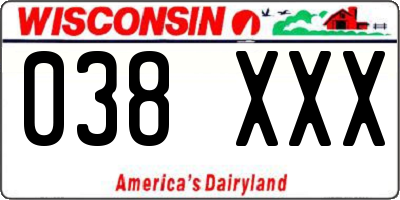 WI license plate 038XXX
