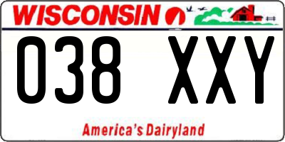 WI license plate 038XXY