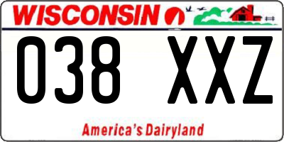 WI license plate 038XXZ