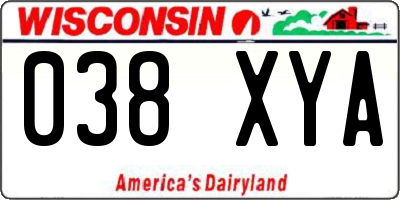 WI license plate 038XYA