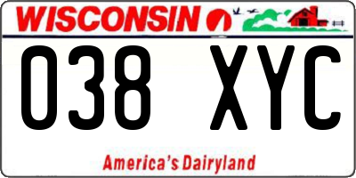 WI license plate 038XYC