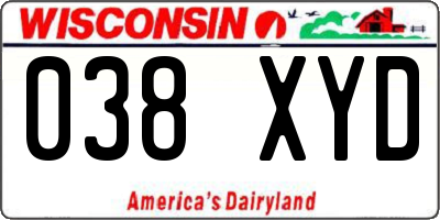 WI license plate 038XYD