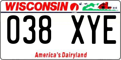 WI license plate 038XYE