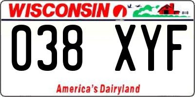 WI license plate 038XYF