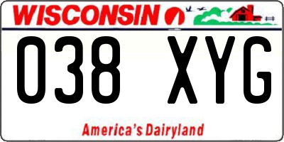WI license plate 038XYG