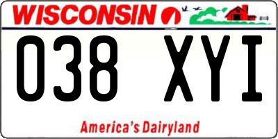WI license plate 038XYI