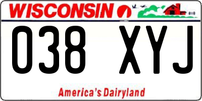 WI license plate 038XYJ