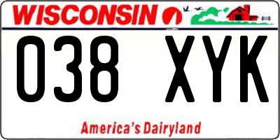 WI license plate 038XYK