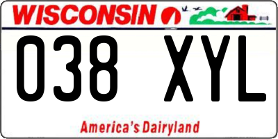 WI license plate 038XYL