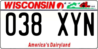 WI license plate 038XYN