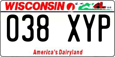WI license plate 038XYP