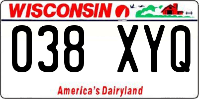 WI license plate 038XYQ