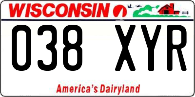 WI license plate 038XYR