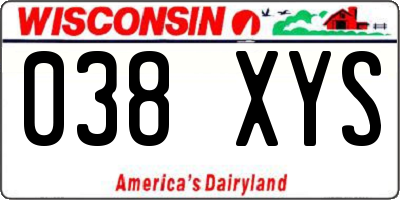 WI license plate 038XYS