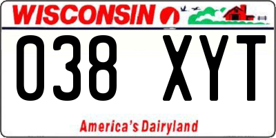 WI license plate 038XYT