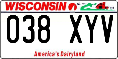 WI license plate 038XYV