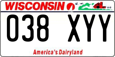 WI license plate 038XYY